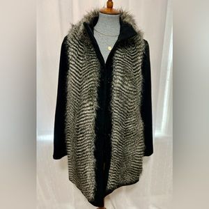Ann Taylor Cashmere Wool Blend Faux Fur Coat -size M